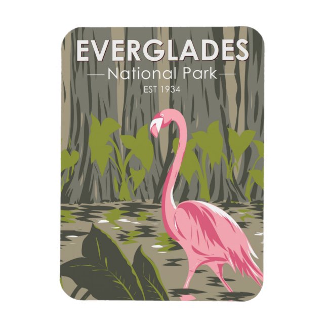 Magnet Flexible Parc national des Everglades Floride Flamant rose  (Vertical)
