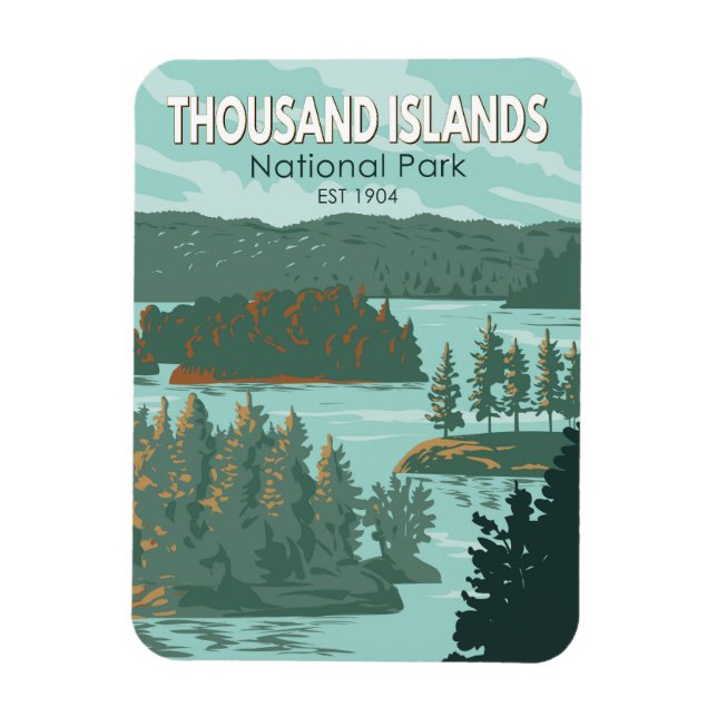 Magnet Flexible Parc national des Mille-Îles Canada Vintage (Vertical)