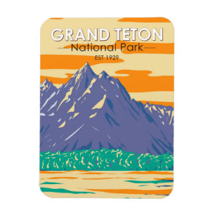 Magnet Flexible Parc National Du Grand Teton Au Printemps Vintage