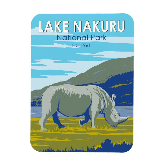 Magnet Flexible Parc national du lac Nakuru Rhinoceros blancs Voya (Vertical)