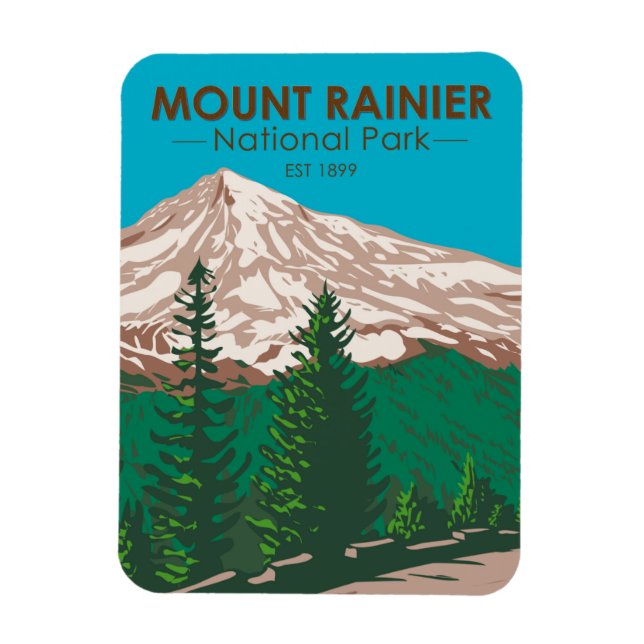 Magnet Flexible Parc national du Mont Rainier Washington Vintage (Vertical)