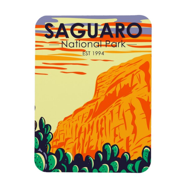 Magnet Flexible Parc national du Saguaro Arizona Prickly Pear Cact (Vertical)