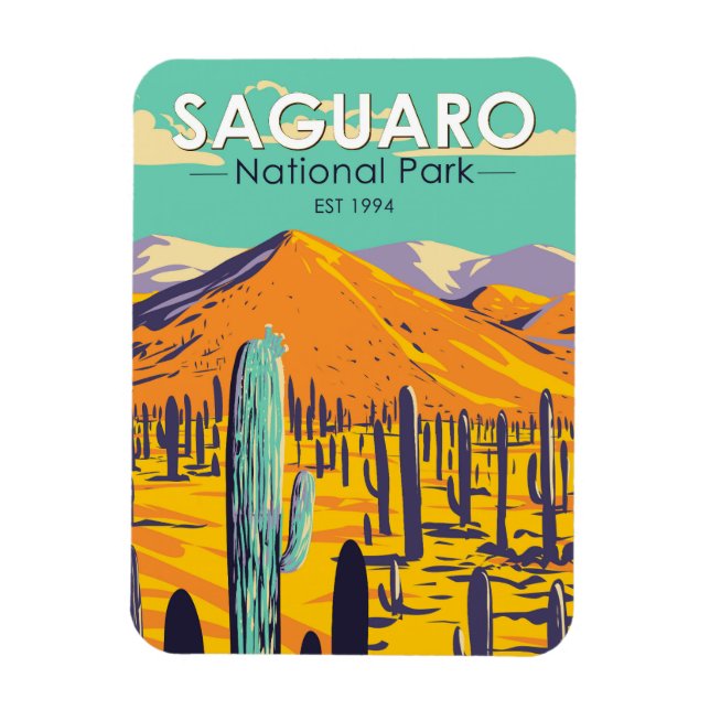 Magnet Flexible Parc National Du Saguaro Cactus Au Printemps Vinta (Vertical)