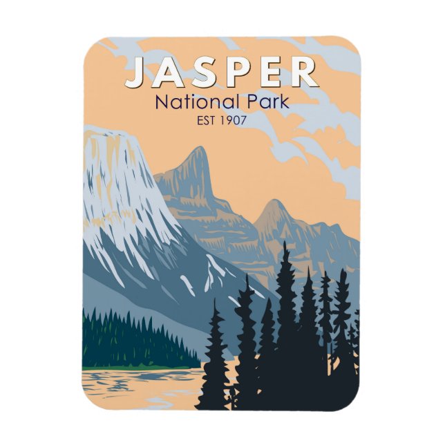 Magnet Flexible Parc national Jasper Canada Vintage d'art touristi (Vertical)