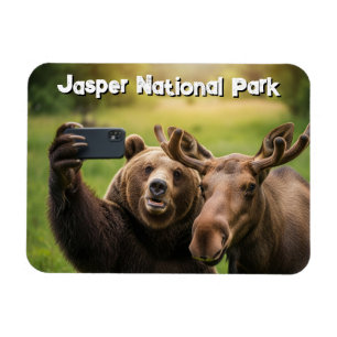 Magnet Flexible Parc national Jasper Ours Moose Selfie Canada