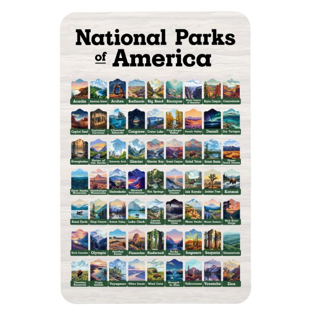 Magnet Flexible Parcs nationaux des États-Unis d'Amérique USA (Vertical)