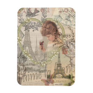 Magnet Flexible Paris France Jolie Fille Douce Tour Eiffel