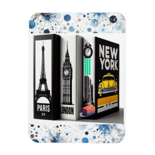 Magnet Flexible Paris Londres Livres New York 