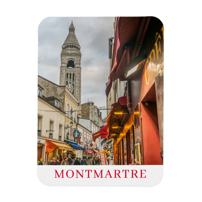 Magnet Flexible Paris Montmartre au frigo aimant le soir (Vertical)