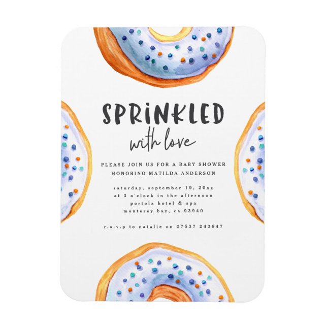 Magnet Flexible Parsemé de baby shower de beignes d'amour (Vertical)