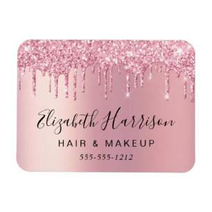 Magnet Flexible Parties scintillant Beauté rose Carte de visite