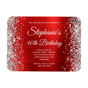 Magnet Flexible Parties scintillant d'argent rouge huile 40e anniv