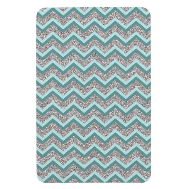 Magnet Flexible Parties scintillant en argent et ZigZag Turquoise (Vertical)