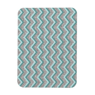Magnet Flexible Parties scintillant en argent et ZigZag Turquoise