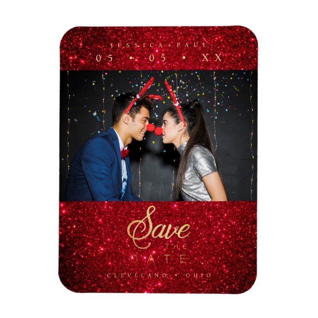 Magnet Flexible Parties scintillant Fun Photo Noël Couple Whimsica (Vertical)