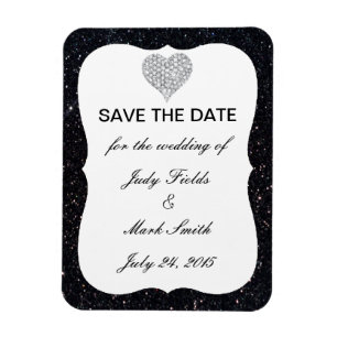 Magnet Flexible Parties scintillant Noire Coeur Diamond Enregistre