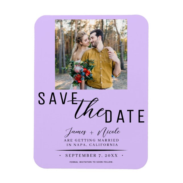 Magnet Flexible Pastel Lavender Enregistrer la date Mariage photo (Vertical)