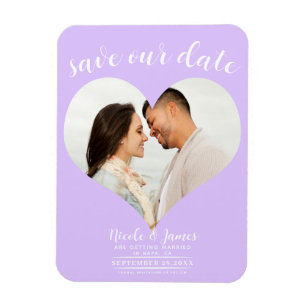 Magnet Flexible Pastel Lavender Heart Photo Wedding Enregistrer la