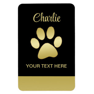 Magnet Flexible Paw chien brillant or sur arrière - plan noir