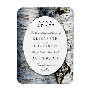 Magnet Flexible Pays Rustic Birch Tree Mariage Enregistrer La Date