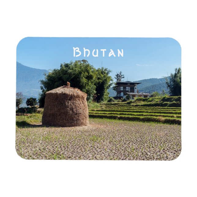 Magnet Flexible Paysage agricole pittoresque dans le Bhoutan rural (Horizontal)