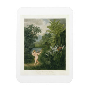 Magnet Flexible Paysage avec Cupid pointant une flèche vers un per