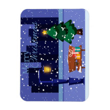 Paysage de Noël avec lampadaire, arbre et gif