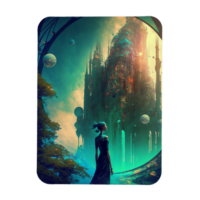 Magnet Flexible Paysage futuriste du château d'Imaginaire (Vertical)