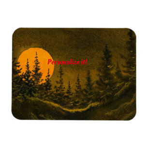 Magnet Flexible Paysage nocturne; chasse ou moisson lune