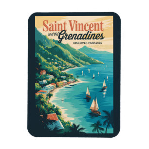 Magnet Flexible Paysage rétro de Saint-Vincent-et-les-Grenadines