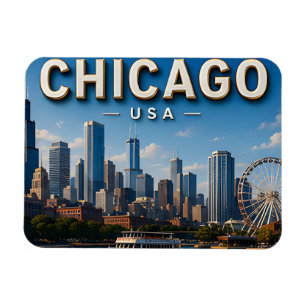 Magnet Flexible Paysage urbain de Chicago USA Voyage