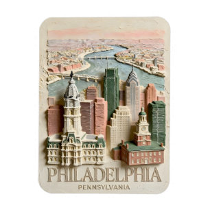 Magnet Flexible Paysage urbain texturé moderne de Philadelphie