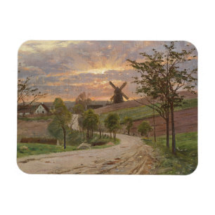 Magnet Flexible Paysage vintage au coucher du soleil avec moulin à