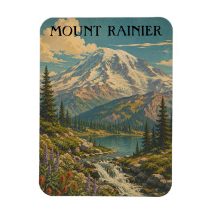 Magnet Flexible Paysage vintage du parc national du mont Rainier