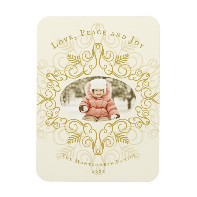 Magnet Flexible Peace Love Joy Festive Foliage Deco (Vertical)
