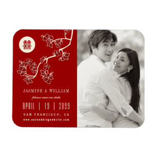 Magnet Flexible Peach Blossoms Mariage Chinois Photo Enregistrer L