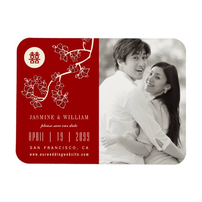 Magnet Flexible Peach Blossoms Mariage Chinois Photo Enregistrer L (Horizontal)