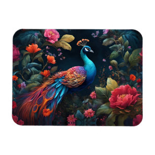 Magnet Flexible Peacock dans un jardin Rose coloré