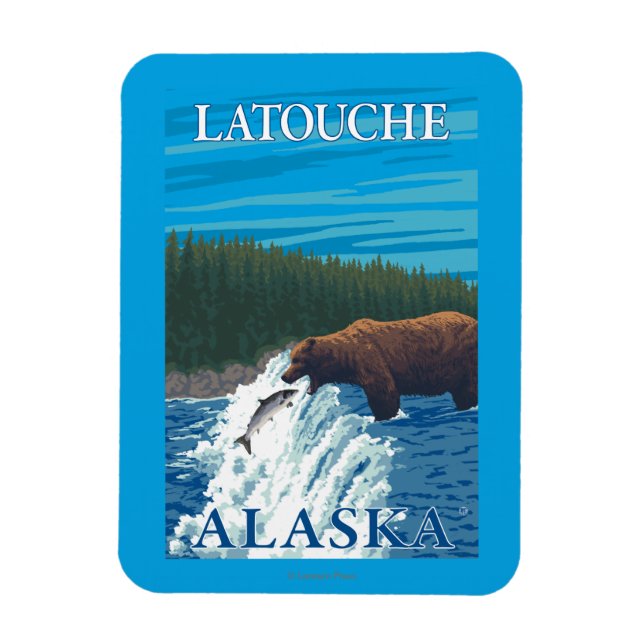 Magnet Flexible Pêche à l'ours dans la rivière - Latouche, Alaska (Vertical)