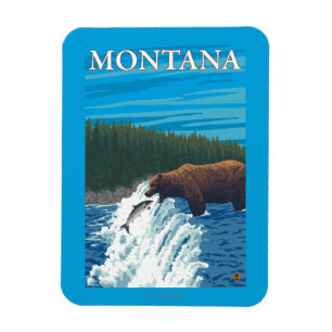 Magnet Flexible Pêche à l'ours dans la rivière - Montana
