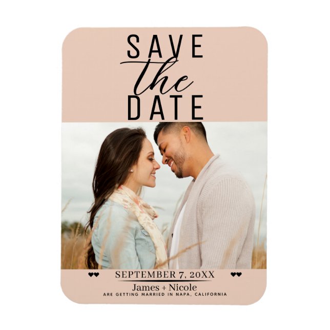 Magnet Flexible Pêcher Enregistrer la date Mariage photo (Vertical)