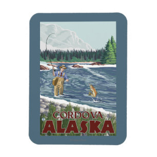 Magnet Flexible Pêcheur à la mouche - Cordova, Alaska