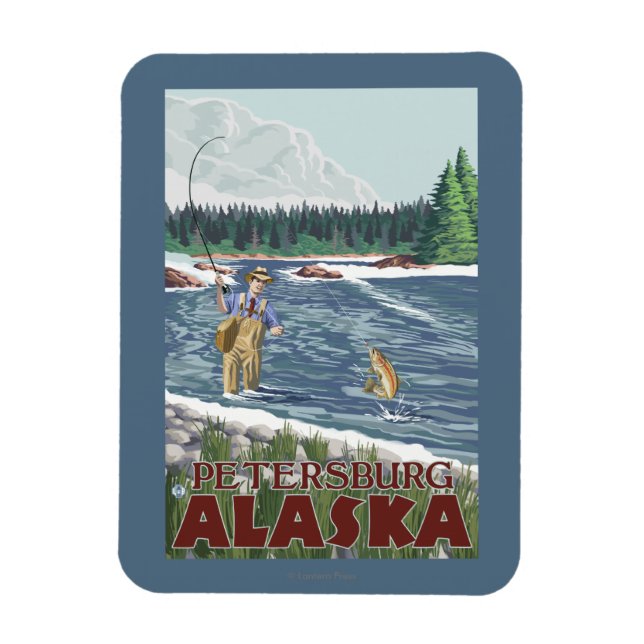 Magnet Flexible Pêcheur à la mouche - Petersburg, Alaska (Vertical)