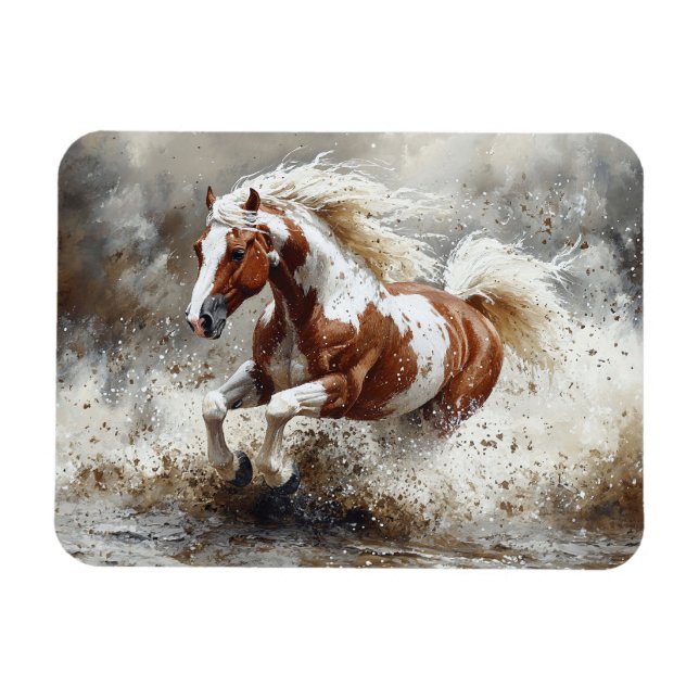 Magnet Flexible Peindre Un Cheval Qui Traverse L'Eau (Horizontal)