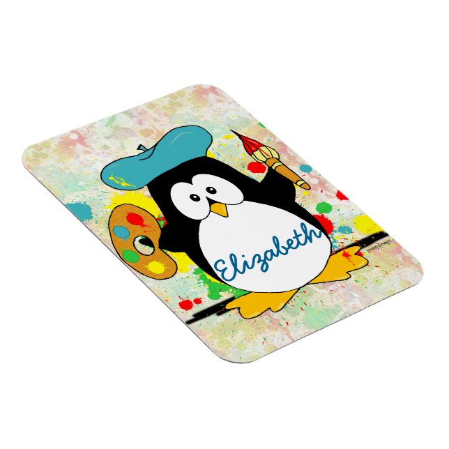 Magnet Flexible Peintre de pingouin artistique Personnaliser (Côté Droit)