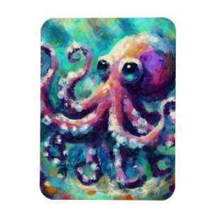 Magnet Flexible Peinture à l'huile de pieuvre lunaire Plage nautiq