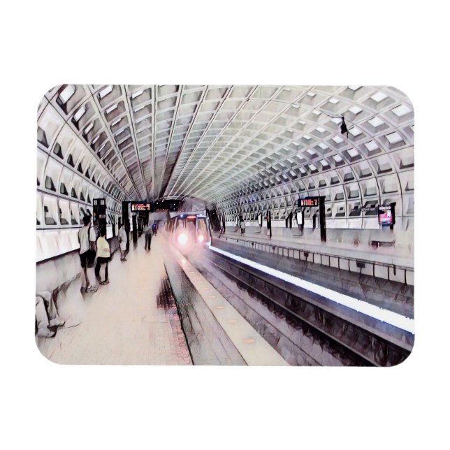 Magnet Flexible Peinture aquarelle du métro Washington (Horizontal)