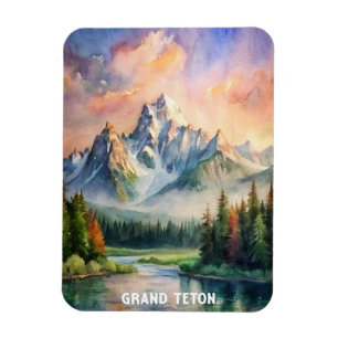 Magnet Flexible Peinture aquarelle du parc national du Grand Teton