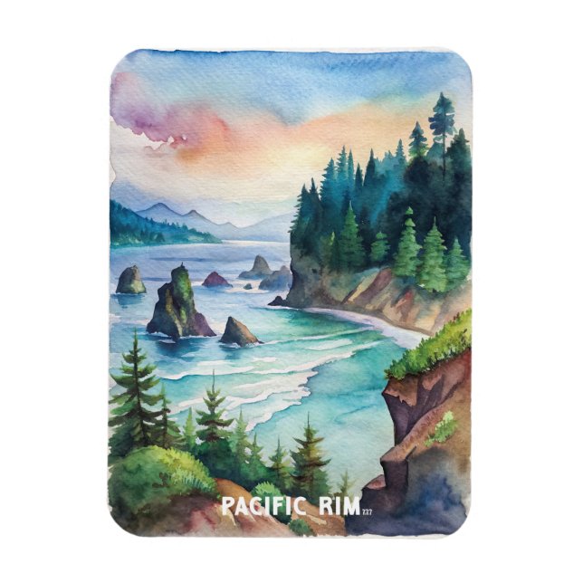 Magnet Flexible Peinture aquarelle du parc national Pacific Rim (Vertical)