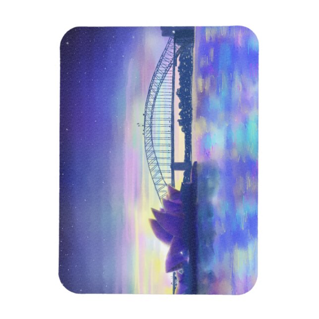 Magnet Flexible Peinture artistique de Sydney Harbour Purple Sunse (Vertical)